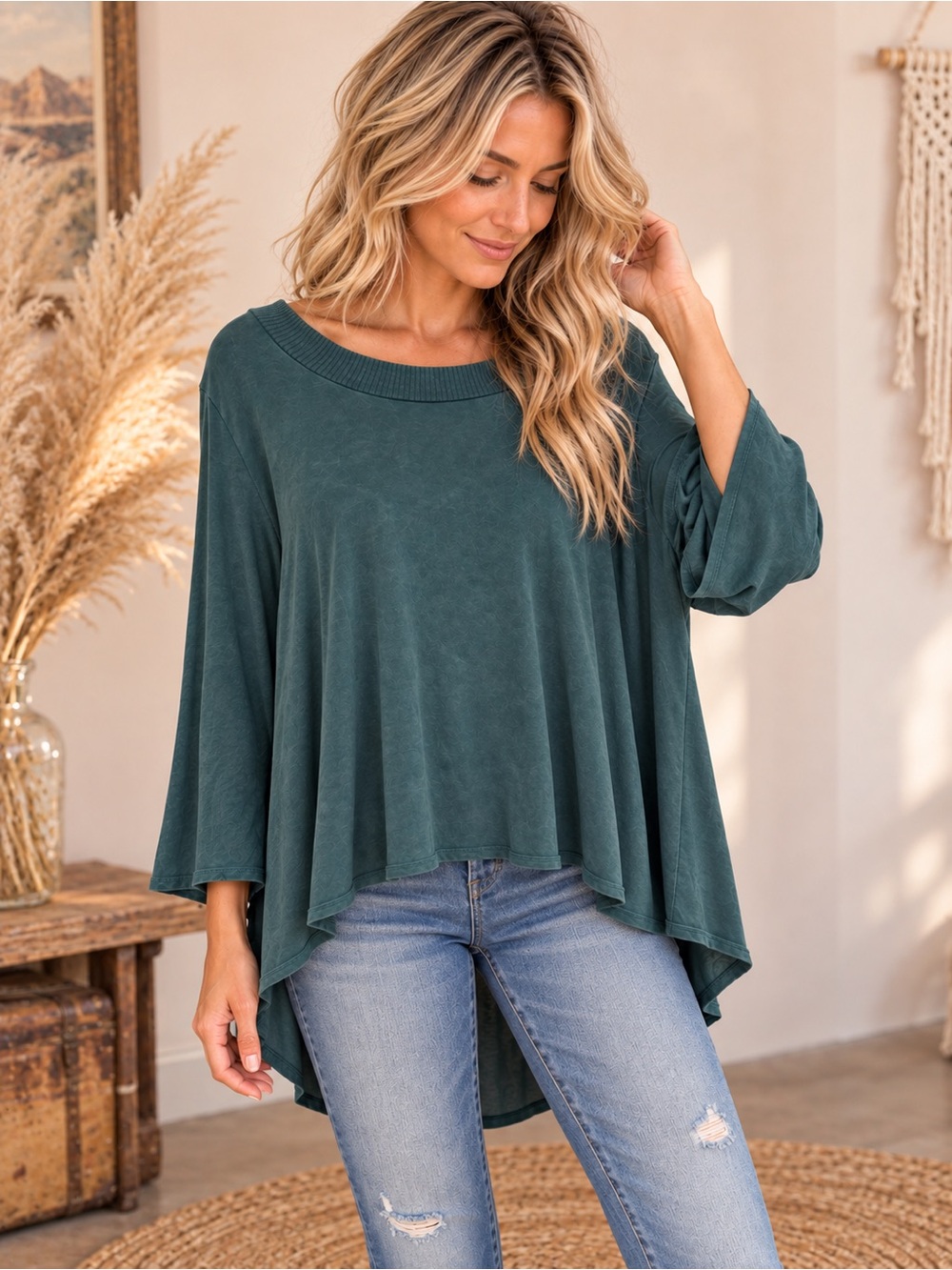 Altar'd State Teal Green Flowing Swing Tunic